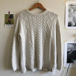 BDG oversized cable knit sweater w/ elbow patches